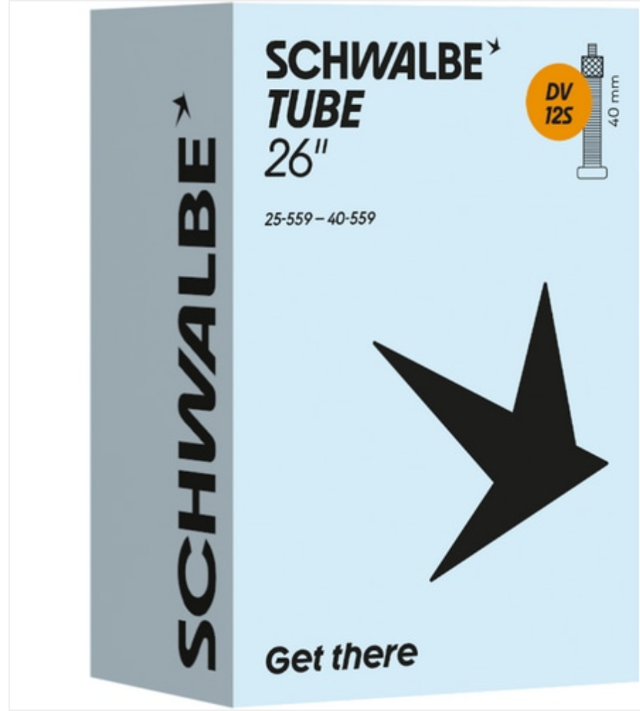 SCHWALBE（シュワルベ）チューブ DV12S 箱／英式40mm 新ロゴ 26インチ（25/40-559）