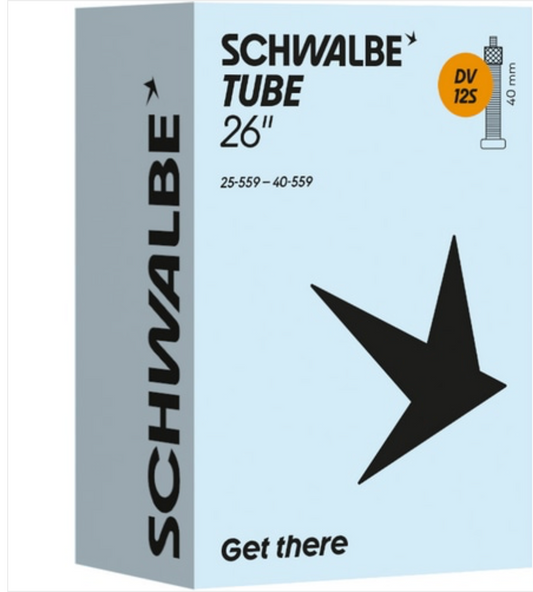 SCHWALBE（シュワルベ）チューブ DV12S 袋タイプ／英式40mm 新ロゴ 26インチ（25/40-559）